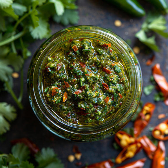 jar green herbs sits table with bunch green leaves ai 580x580